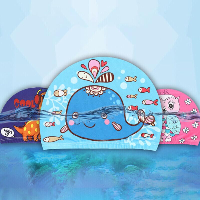 El Regalo 1PC Cute Cartoons/Animal Printed Kids/Babies Swimming Cap (1-6 Years Old) Comfortable Breathable Polyester Fabric Swimming Caps (Not Waterproof) (Cute Dolphin Swimming Cap)