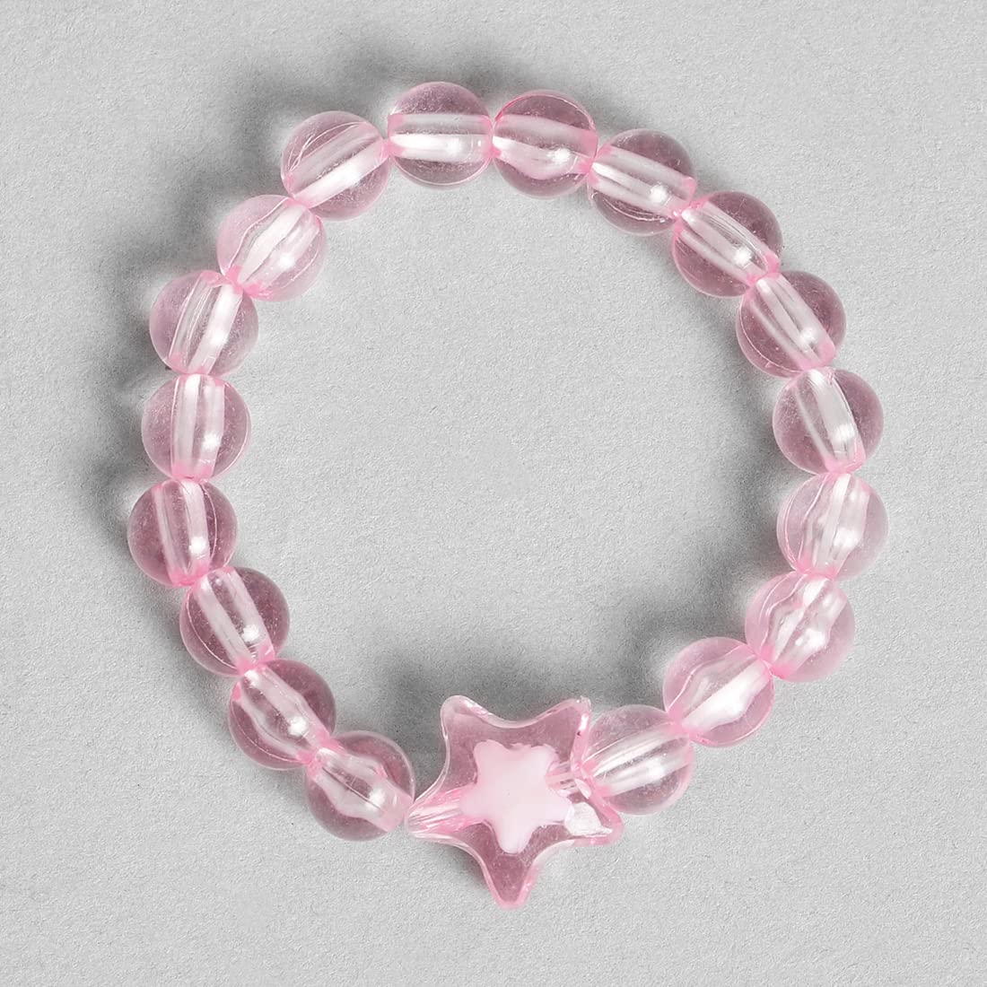 El Regalo 1 Pair Girls Kids Glittery Star Beads Princess Necklace & Bracelet Sets- Acrylic Star Beads Princess Necklace Bracelet Jewelry Set for Girls Kids (Pink Star)