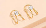 El Regalo 1 Pair Clip On Cartilage Non Piercing Earrings Set for Girls & Women- Trendy Clip On Earrings (Golden Crystals)