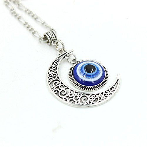 El Regalo Evil Eye Crescent Moon Pendant Necklace | Turkish Evil Eye Blue Moon Pendant Necklace for Girls & Women