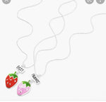 El Regalo Girls 2PCs BFF Best Friend Strawberry Fruits Pendant Necklaces Set- Cute Pink & Red Strawberry Necklaces Pendant BFF Gifts Necklace Best Friends Necklace