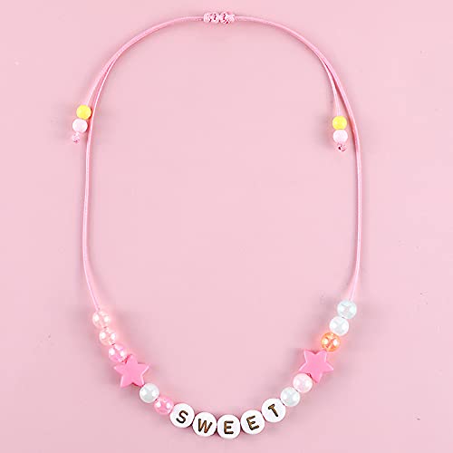 El Regalo Girls Necklace & Bracelet Jewelry Set For Kids & Baby Girls (Pink Stars)