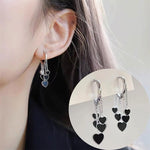 El Regalo Love Hearts Tassel Hoop Earrings for Women/Girls- Heart Huggie Hoop Chains Earrings (Silver)