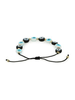 El Regalo Lucky Evil Eye Handwoven Adjustable Unisex Bracelet for All- Protection Lamp-work Glass Beads Evil Eye Bracelets for Kids/Teens/Girls/Boys/Men/Women (Black & White Evil Beads Bracelet)
