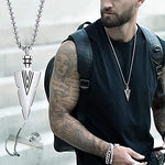 El Regalo Men's Stainless Steel Arrowhead Necklace for Boys/Men- Gift for Him (Silver Tone)