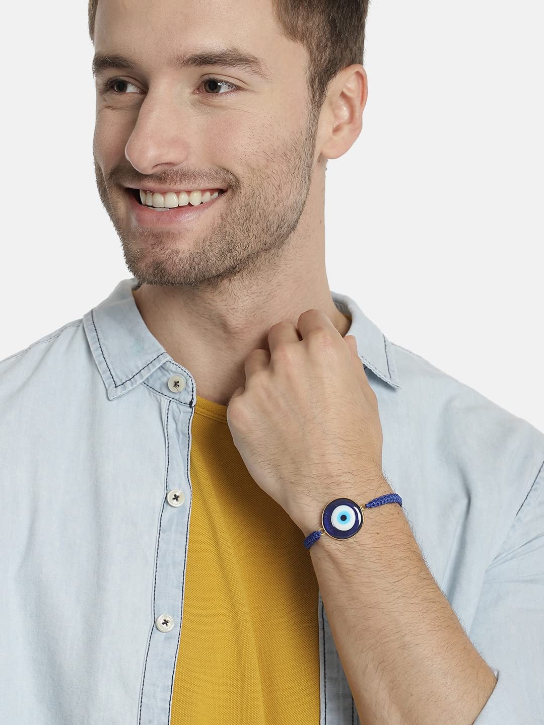 El Regalo Evil Eye Bracelet - Big Evil Eye Handmade Glass Lamp work Unisex Adjustable for Men & Women (Blue)