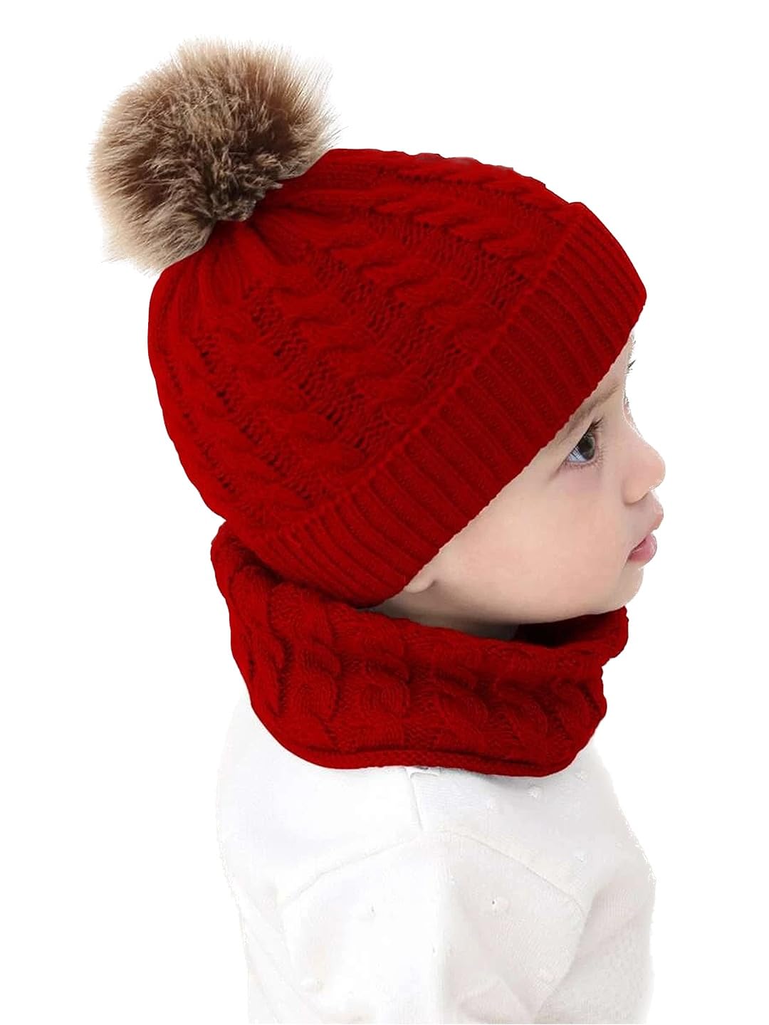 EL REGALO Unisex Kids Red Self Design Wool Balaclava