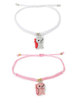 El Regalo 2PCs Cute Kids Dinosaur Bracelets Rakhi Combo for Brother with Roli Chawal, Rakhi Message Card in Rakhi Gift Box (Pink, White)
