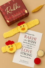 El Regalo Kids Rakhi- 1PC beautiful Hand Knitted Animals Bracelet with Rakhi Card in Rakshabandhan Box- Unique Adjustable, Soft, Knitted for Babies/Toddlers/Kids (Duck Knitted)