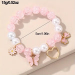 El Regalo 1PC Butterfly, Love Heart, Bow, Flower Charms Crystals Beads Bracelet for Girls - Fashion Bracelets for Girls/Women (Pink)