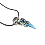 El Regalo Unisex Tooth Pendant Necklaces | Stainless Steel Crystal Pendant Adjustable Black Cord Unisex Necklace for Women & Men (Blue)