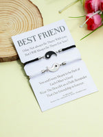 El Regalo 2 PCs Yin Yang Statement Bracelets for Couples- Yin Yang Adjustable Cord Bracelets Set - Friendship Day/Valentines Day Couple Gift