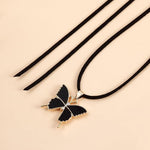El Regalo Gothic Vintage Layered Black Velvet Butterfly Choker Necklace - Adjustable Boho Butterfly Pendant Necklace for Women & Girls