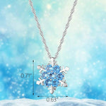 El Regalo Small Snowflakes Inlaid Rhinestones Crystal Pendant Necklace for Girls & Women (Blue)