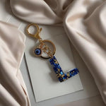El Regalo Royal Blue Evil Eye Keychain Name Initial Letters- Alphabet Letter Keyring with Evil Eye Charm - Unisex Stylish Bag Charm, Keyring, Gift for Friends & Family (L Letter)