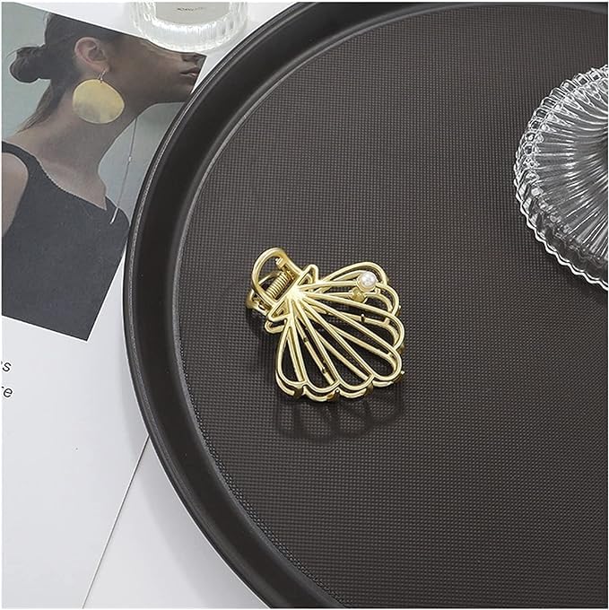 El Regalo 1 PC Pearl Shell Oyster Hair Claw Party Clutcher for Girls & Women- Elegant Fashionable Jaw Hair Clamp Secure Grip for Party Banquet for Women