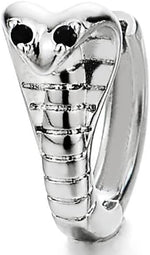 El Regalo 1pair Retro Fashion Cobra Snake Earrings- Punk Snake Black Zirconia Eye Stainless Steel Huggie Ear Cuff Unisex Earrings for Men & Women