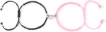 El Regalo 2Pcs Bff Best Friend Magnetic Heart Couple Bracelet Set For Couples/Best Friends/Besties/Lovers For Unisex Adult (Pink & Black Heart)
