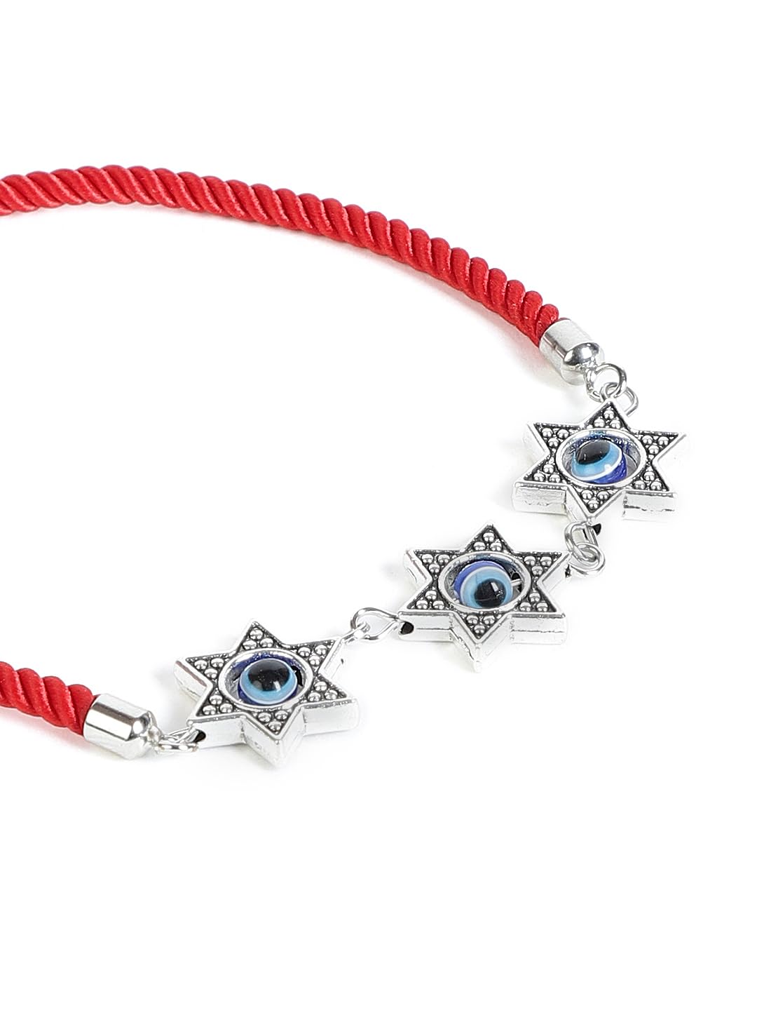 El Regalo Unisex 2PCs Evil Eye Stars Bracelets Set - Adjustable Red & Blue Cord Friendship Bracelets for Best Friends, Couples, and Besties with Star Charms