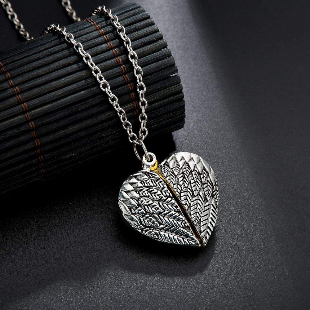 El Regalo Dumila You are My Sunshine Love Pendant Necklace with Engraved Hidden Message Locket for Women (Silver Wing)