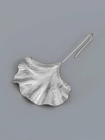 El Regalo Big & Bold Ginkgo Leaf Drop Dangle Earrings - Fashionable Fall Maple Leaf Boho Earrings for Women & Girls, Classy Statement Jewelry (Silver)