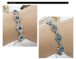 El Regalo Evil Eye Hamsa Hand Turquoise Green Beads Bracelet for Girls & Women- Antique Finish Hamsa Hand Sleek Bracelet (1 Blue + 1 Green beads)