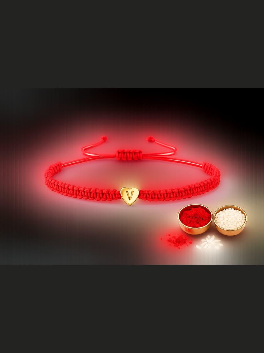 El Regalo Red Ethnic Rakhi Dori Unisex Rakhi-Adults - V letter