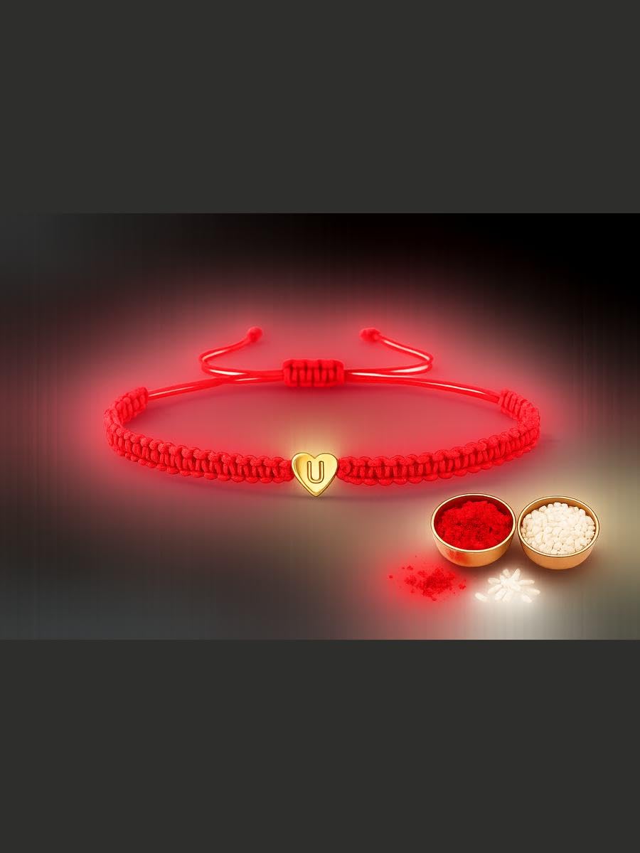 El Regalo Red Ethnic Rakhi Dori Unisex Rakhi-Adults - U letter