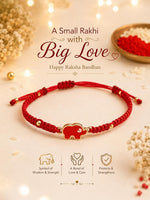 El Regalo 1PC Elephant Evil Eye Rakhi for Brother with & Message Card in Gift Box (Red Elephant Red Rakhi)