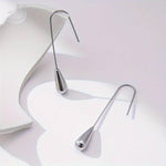 El Regalo Womens Luxury Stainless Steel Water Drop/Tear Drop Minimalist Earrings- Elegant Anti Tarnish Thread Western Earrings (Silver)