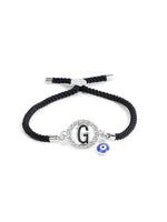 El Regalo Name Initials Evil Eye Bracelet Rakhi for Brother- Name Letter CZ Rakhi with Roli Chawal, Message Card in Rakshabandhan Box for Bhai (Black-G)