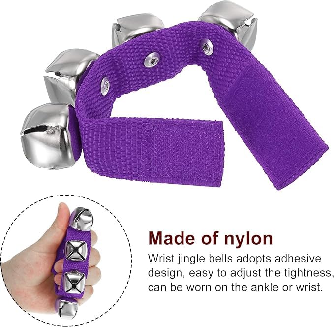 El Regalo 2PCs Jingle Bells Christmas Bracelets | Wrist & Ankle Bells for Party Favors, Musical Rhythm & Christmas Decor | Adjustable Percussion Instruments (Indigo)