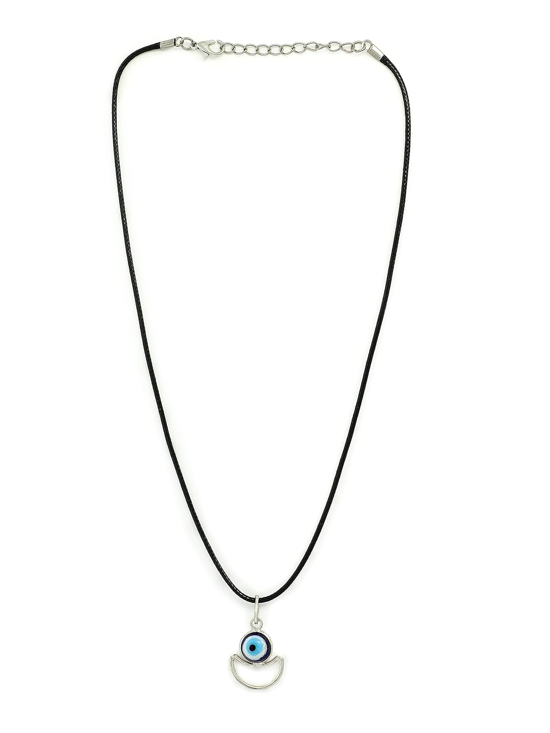 El Regalo 2 PCs Blue Evil Eye Unisex Pendant Cord Necklace for Kids/Girls/Boys/Men & Women - Turkish Blue Silver & Golden Handmade Evil Eye Necklaces (Option-1)