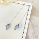 El Regalo Leaves Threader Earrings for Girls & Women- Contemporary Oil Drip Enameled Leaf Tassel Earrings