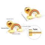 El Regalo 2 Pairs Waterproof Red Strawberry & Cloud Rainbow Stud Earrings for Women Teens Girls - Stainless Steel Hypoallergenic Dainty Small Piercing Earrings Search this page (Gold & Silver- B)