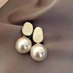 EL Regalo 1 Pair Glossy Pearl Stud Earrings for Girls & Women- Pearl Statement Earrings (White)