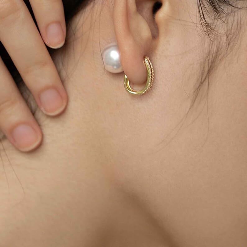 El Regalo Zircon Pearl Earrings- 4 in 1 Pearl Earrings - 4 Ways Pearl Earring for Girls & Women