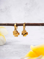 El Regalo Stainless Steel Clover Trio Hoop Earrings - Gold Edition - Multi Dangle Four-Leaf Clover Earrings for Women - Beautiful & Luxurious Design