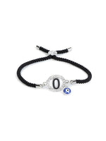 El Regalo Name Initials Evil Eye Bracelet Rakhi for Brother- Name Letter CZ Rakhi with Roli Chawal, Message Card in Rakshabandhan Box for Bhai (Black-O)