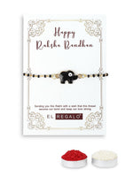 El Regalo Cute Evil Eye Nazaria Bracelet Rakhi for Babies/Kids with Roli Chawal, Rakhi Message card in Rakhi Gift Box- Baby Nazaria Rakhi (Black Elephant Nazaria Rakhi)