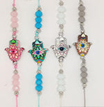 El Regalo Set of 4 Hamsa Hand Rakhi for bhaiya Bhabhi - Hand Painted Hamsa Hand Rakhi for Brother Bhai Bhabhi Bhaiya - Hamsa Nazar Amulet Thread Rakhis for kids and Adults Unisex (Option3)