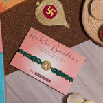 El Regalo 1PC Chakra Rakhi for Brother- Designer Chakra Reiki Healing Symbols Hand Braided Rakhi with shagun, Rakhi Card in Gift Box for Bhaiya/Bhabhi/Niece/Nephew (Heart Chakra)