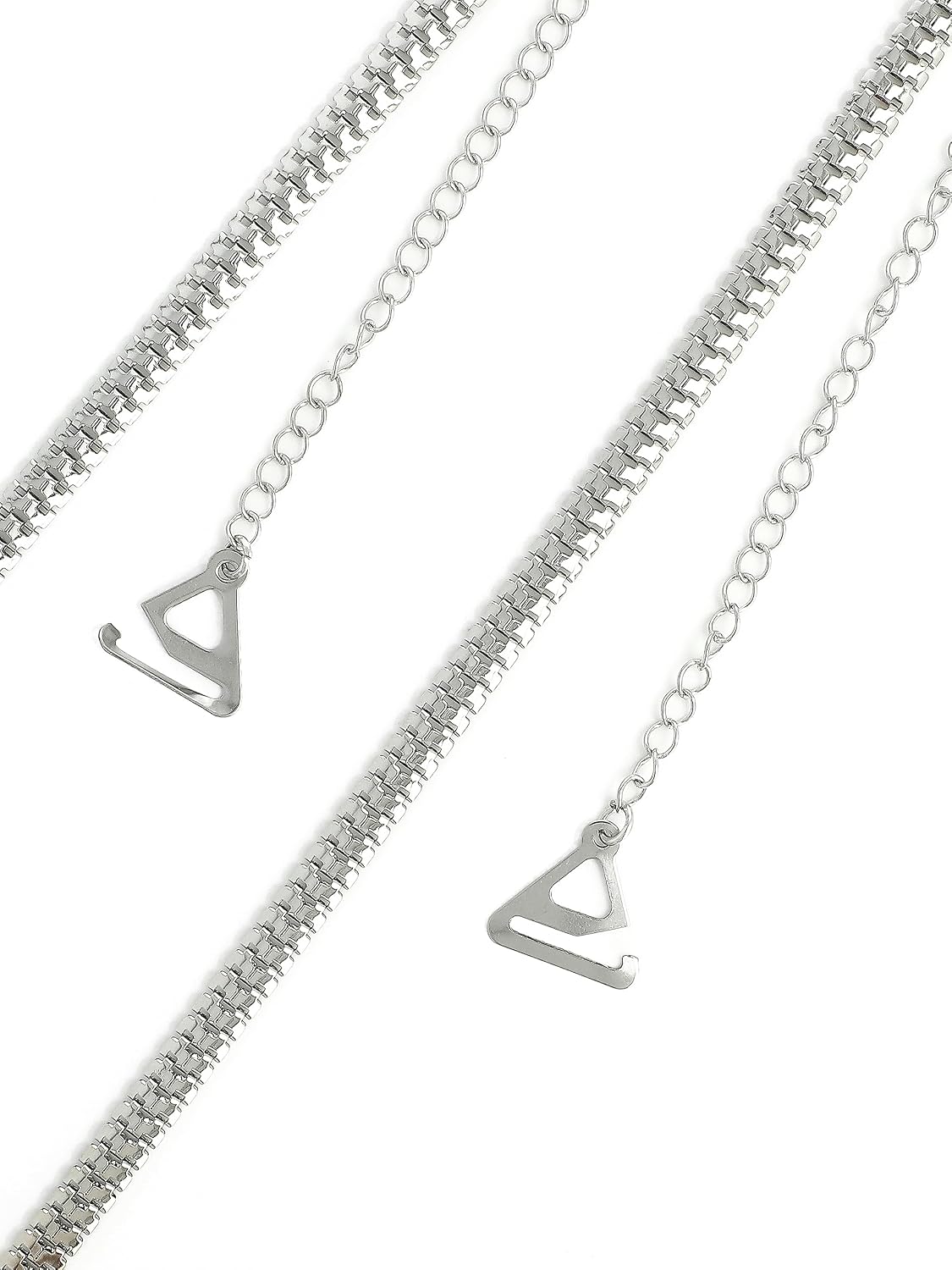 El Regalo 1 Pair Fancy Designer Chain Bra Straps for Off Shoulder Dresses or Wedding/Evening Gowns- Fancy Lingerie Straps Accessories (Silver)