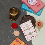 El Regalo 2PCs Designer OM & Ganesha Zircon Red Bracelet Rakhis for Brother/Bhabhi- Auspicious OM & Ganesha Rakhi Combo - Comes with Message Card, Roli-Chawal & Rakhi Box