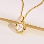 El Regalo Unisex-Adult Vintage Style Waterproof Name Initial Letters Pendant Necklaces - Stainless Steel Golden Initials Jewelry - Hypoallergenic Letters Pendant Chain (Letter P)