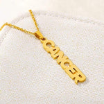 El Regalo 1PC Stainless Steel Zodiac Sign Unisex Pendant Necklace- Anti Tarnish 12 Vertical Zodiac Name Necklaces Horoscope Birth Star Sign (Cancer)
