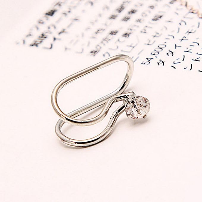 El Regalo 1 Pair Clip On Cartilage Non Piercing Earrings Set for Girls & Women- Trendy Clip On Earrings (Silver Crystals)
