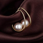 El Regalo Retro Chunky C Shaped Pearl Earrings | Open Waterdrop Hoop Earrings for Women & Girls - Fashionable, Elegant, Timeless Silver & Gold Design (Gold)