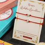 El Regalo 2PCs Red & Black String of Fate Bracelet Rakhi for Protection & Good Luck- 2Rakhis for Brother with Roli Chawal in Gift Box (Baby/Kids/Teens/Adults) (Heart Rakhis)