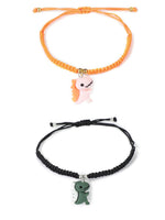 El Regalo 2PCs Cute Kids Dinosaur Bracelets Rakhi Combo for Brother with Roli Chawal, Rakhi Message Card in Rakhi Gift Box (Black Yellow)